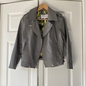 BCBG Faux Leather Jacket, grey, size S